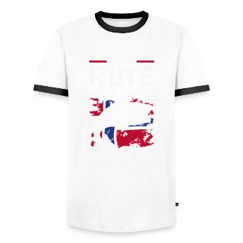 Norwegen Angeln Spruch Lustiges Design - Männer Kontrast-T-Shirt - Weiß/Schwarz - Vorne - AI Model Female 172 light (172cm) & AI Model Male 178 dark (178cm)