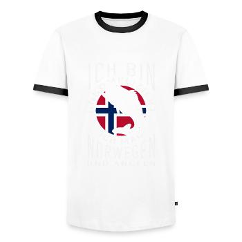 Norvège Pêche Dire Drôle Design - T-shirt contrasté Homme - blanc/noir - Devant - AI Model Female 172 light (172cm) & AI Model Male 178 dark (178cm)