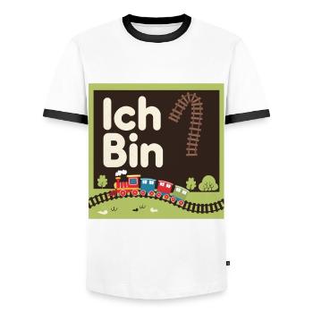 Ich bin 1 Zug Eisenbahn 1. Geburtstag - Männer Kontrast-T-Shirt - Weiß/Schwarz - Vorne - AI Model Female 172 light (172cm) & AI Model Male 178 dark (178cm)