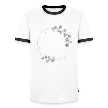 Team Bride Bridesmaids Eucalyptus Bachelor Party Wedding - Men's Ringer Shirt - white/black - Front - AI Model Female 172 light (172cm) & AI Model Male 178 dark (178cm)