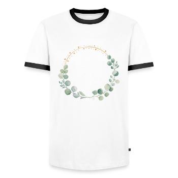 Team Bride Bridesmaids Eucalyptus Bachelor Party Wedding - Men's Ringer Shirt - white/black - Front - AI Model Female 172 light (172cm) & AI Model Male 178 dark (178cm)