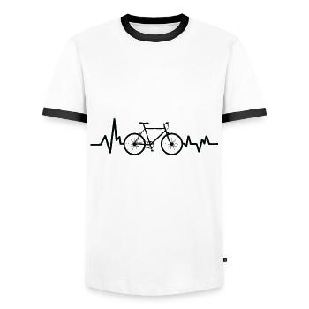 Cycling shirt cycling road bike jersey gift - Men's Ringer Shirt - white/black - Front - AI Model Female 172 light (172cm) & AI Model Male 178 dark (178cm)