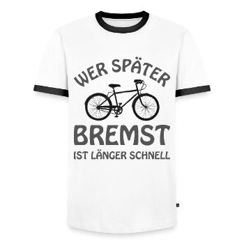 Fahrrad – Shirt Radsport Drahtesel Geschenk - Männer Kontrast-T-Shirt - Weiß/Schwarz - Vorne - AI Model Female 172 light (172cm) & AI Model Male 178 dark (178cm)