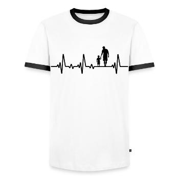 Père et fils battement de cœur cadeau papa fils - T-shirt contrasté Homme - blanc/noir - Devant - AI Model Female 172 light (172cm) & AI Model Male 178 dark (178cm)