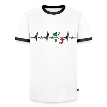 Italy flag heartbeat Italian italy - Men's Ringer Shirt - white/black - Front - AI Model Female 172 light (172cm) & AI Model Male 178 dark (178cm)
