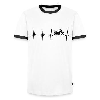 Mofa motorroller herzschlag moped - Männer Kontrast-T-Shirt - Weiß/Schwarz - Vorne - AI Model Female 172 light (172cm) & AI Model Male 178 dark (178cm)