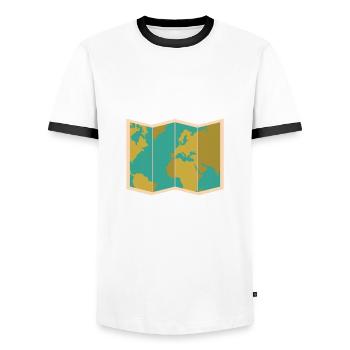 Carte du monde SIG Cartographie Terre Géographie - T-shirt contrasté Homme - blanc/noir - Devant - AI Model Female 172 light (172cm) & AI Model Male 178 dark (178cm)