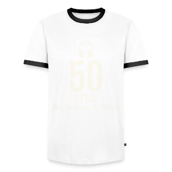 50 Nicht Hören Ratschläge Kopfhörer Lustig - Männer Kontrast-T-Shirt - Weiß/Schwarz - Vorne - AI Model Female 172 light (172cm) & AI Model Male 178 dark (178cm)