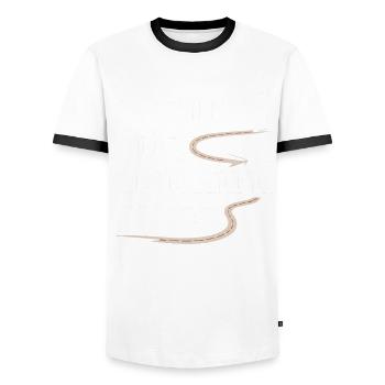 Minimal Ink Maximal Miles GIS Road Map - Men's Ringer Shirt - white/black - Front - AI Model Female 172 light (172cm) & AI Model Male 178 dark (178cm)