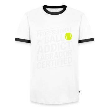 Ball Addict Labrador zertifizierter lustiger Hund - Männer Kontrast-T-Shirt - Weiß/Schwarz - Vorne - AI Model Female 172 light (172cm) & AI Model Male 178 dark (178cm)
