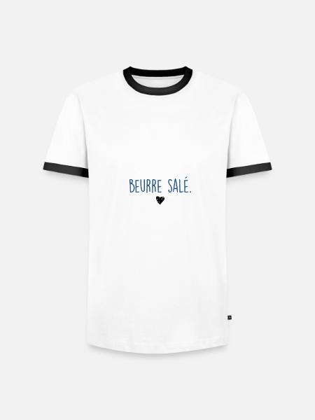 beurre salé - T-shirt contrasté Homme - blanc/noir