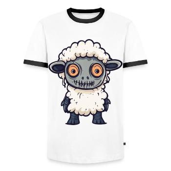 Mouton Halloween Zombie - T-shirt contrasté Homme - blanc/noir - Devant - AI Model Female 172 light (172cm) & AI Model Male 178 dark (178cm)