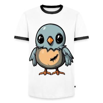 Dove Bird Halloween Zombie - Men's Ringer Shirt - white/black - Front - AI Model Female 172 light (172cm) & AI Model Male 178 dark (178cm)