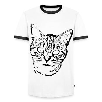 Black Cat Cat Sweet Kitten Christmas Gift - Men's Ringer Shirt - white/black - Front - AI Model Female 172 light (172cm) & AI Model Male 178 dark (178cm)