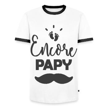 Encore papy - T-shirt contrasté Homme - blanc/noir - Devant - AI Model Female 172 light (172cm) & AI Model Male 178 dark (178cm)