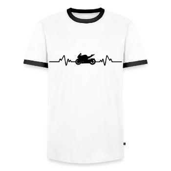 Motorrad herzschlag t-shirt motorbike - Männer Kontrast-T-Shirt - Weiß/Schwarz - Vorne - AI Model Female 172 light (172cm) & AI Model Male 178 dark (178cm)