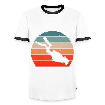 Tauchen Schorcheln Taucher Apnoe Scuba Tauchen - Männer Kontrast-T-Shirt - Weiß/Schwarz - Vorne - AI Model Female 172 light (172cm) & AI Model Male 178 dark (178cm)