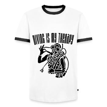 Tauchen ist meine Therapie (2) - Männer Kontrast-T-Shirt - Weiß/Schwarz - Vorne - AI Model Female 172 light (172cm) & AI Model Male 178 dark (178cm)
