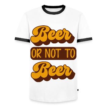 Beer or not to beer - Men's Ringer Shirt - white/black - Front - AI Model Female 172 light (172cm) & AI Model Male 178 dark (178cm)