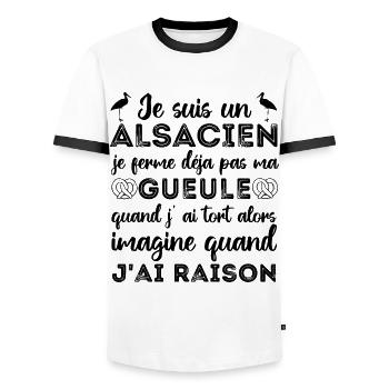 Je suis un Alsacien humour Alsace cadeau - T-shirt contrasté Homme - blanc/noir - Devant - AI Model Female 172 light (172cm) & AI Model Male 178 dark (178cm)