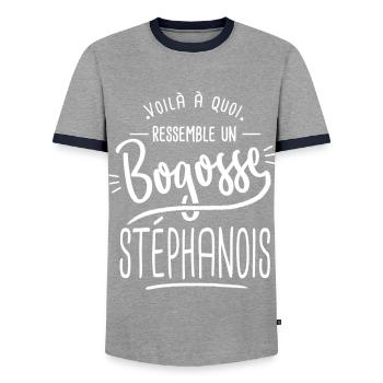bogosse Stéphanois cadeau saint étienne St étienne - T-shirt contrasté Homme - gris/marine  - Devant - AI Model Female 172 light (172cm) & AI Model Male 178 light (178cm)