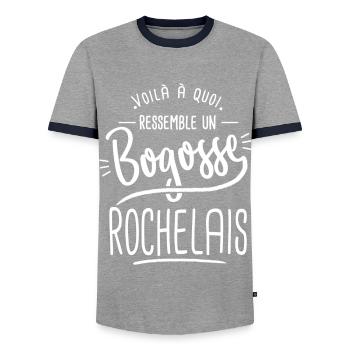 bogosse Rochelais cadeau La Rochelle 17 - T-shirt contrasté Homme - gris/marine  - Devant - AI Model Female 172 light (172cm) & AI Model Male 178 light (178cm)