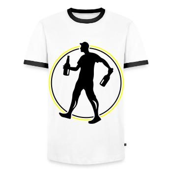 Silhouette Booze - Men's Ringer Shirt - white/black - Front - AI Model Female 172 light (172cm) & AI Model Male 178 dark (178cm)