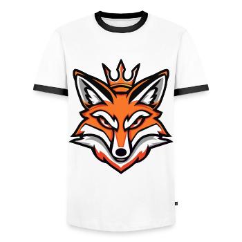 Couronne de tête de renard - T-shirt contrasté Homme - blanc/noir - Devant - AI Model Female 172 light (172cm) & AI Model Male 178 dark (178cm)