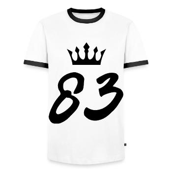 83 Couronne numérique - T-shirt contrasté Homme - blanc/noir - Devant - AI Model Female 172 light (172cm) & AI Model Male 178 dark (178cm)