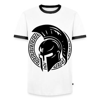 Spartaner Helm Gladiator Sparta - Männer Kontrast-T-Shirt - Weiß/Schwarz - Vorne - AI Model Female 172 light (172cm) & AI Model Male 178 dark (178cm)