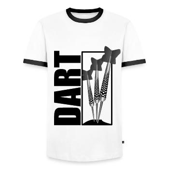 Dart Triple 180 ma passion, Dartspieler + Dartfans - T-shirt contrasté Homme - blanc/noir - Devant - AI Model Female 172 light (172cm) & AI Model Male 178 dark (178cm)