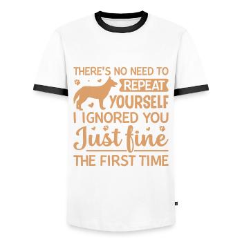 German Shepherd Gift Pension - Men's Ringer Shirt - white/black - Front - AI Model Female 172 light (172cm) & AI Model Male 178 dark (178cm)