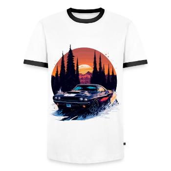 Voiture de sport classique - T-shirt contrasté Homme - blanc/noir - Devant - AI Model Female 172 light (172cm) & AI Model Male 178 dark (178cm)