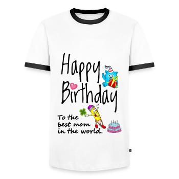 Happy birthday to the best mom - Men's Ringer Shirt - white/black - Front - AI Model Female 172 light (172cm) & AI Model Male 178 dark (178cm)