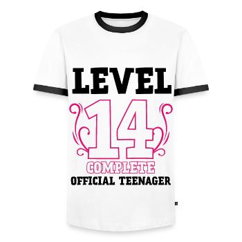 14e anniversaire fille cadeau adolescent 14 ans - T-shirt contrasté Homme - blanc/noir - Devant - AI Model Female 172 light (172cm) & AI Model Male 178 dark (178cm)