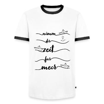 Papierschiff Papierboot Anker Meer - Männer Kontrast-T-Shirt - Weiß/Schwarz - Vorne - AI Model Female 172 light (172cm) & AI Model Male 178 dark (178cm)