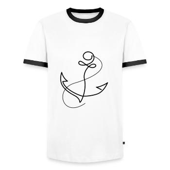 Maritime Sea Anchor - Men's Ringer Shirt - white/black - Front - AI Model Female 172 light (172cm) & AI Model Male 178 dark (178cm)