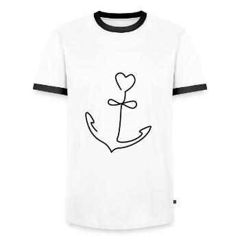 Maritime Sea Anchor - Men's Ringer Shirt - white/black - Front - AI Model Female 172 light (172cm) & AI Model Male 178 dark (178cm)