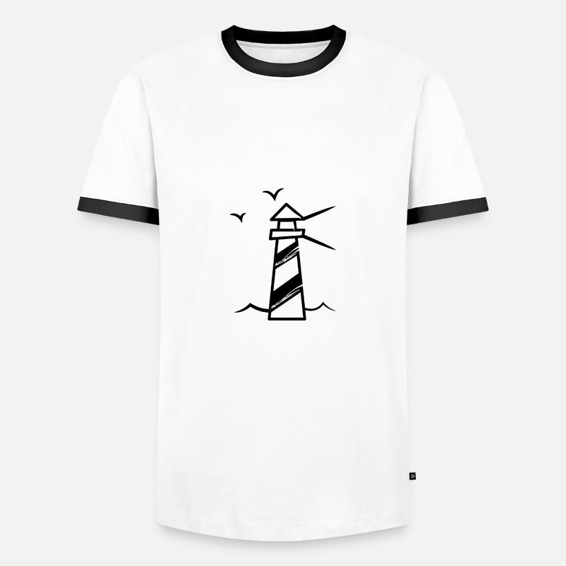 Maritim Meer Leuchtturm - Männer Kontrast-T-Shirt - Weiß/Schwarz
