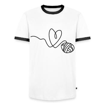 Knitting Crochet Knitter - Men's Ringer Shirt - white/black - Front - AI Model Female 172 light (172cm) & AI Model Male 178 dark (178cm)