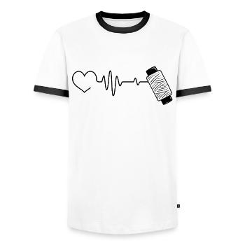 Seamstress Sewing Seamstress - Men's Ringer Shirt - white/black - Front - AI Model Female 172 light (172cm) & AI Model Male 178 dark (178cm)