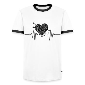 Knitting Crochet Knitter - Men's Ringer Shirt - white/black - Front - AI Model Female 172 light (172cm) & AI Model Male 178 dark (178cm)