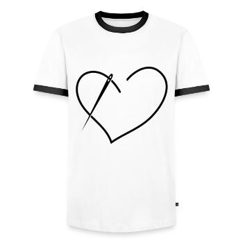 Seamstress Sewing Seamstress - Men's Ringer Shirt - white/black - Front - AI Model Female 172 light (172cm) & AI Model Male 178 dark (178cm)