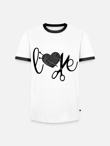 Knitting Crochet Knitter - Men's Ringer Shirt - white/black