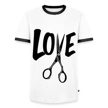 Hairdresser Hairdresser - Men's Ringer Shirt - white/black - Front - AI Model Female 172 light (172cm) & AI Model Male 178 dark (178cm)