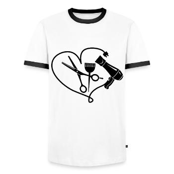 Hairdresser Hairdresser - Men's Ringer Shirt - white/black - Front - AI Model Female 172 light (172cm) & AI Model Male 178 dark (178cm)