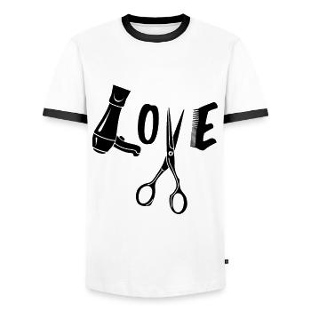 Hairdresser Hairdresser - Men's Ringer Shirt - white/black - Front - AI Model Female 172 light (172cm) & AI Model Male 178 dark (178cm)