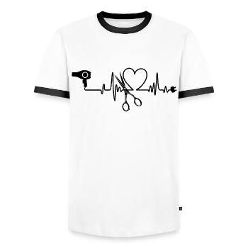 Hairdresser Hairdresser - Men's Ringer Shirt - white/black - Front - AI Model Female 172 light (172cm) & AI Model Male 178 dark (178cm)