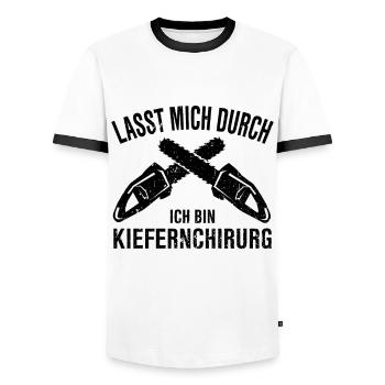 Kiefernchirurg Forstwirt Holzfäller Waldarbeiter - Männer Kontrast-T-Shirt - Weiß/Schwarz - Vorne - AI Model Female 172 light (172cm) & AI Model Male 178 dark (178cm)