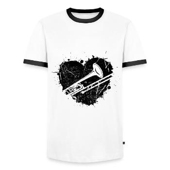 Trombone Joueur de trombone Tromboniste - T-shirt contrasté Homme - blanc/noir - Devant - AI Model Female 172 light (172cm) & AI Model Male 178 dark (178cm)